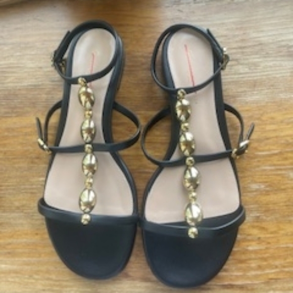 Gianvito Rossi , EU 38,Elegant Black and Gold Women's Sandals - Picture 3 of 6